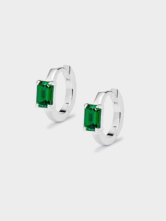Hatton Labs Emerald Cut Hoop Earrings - Green