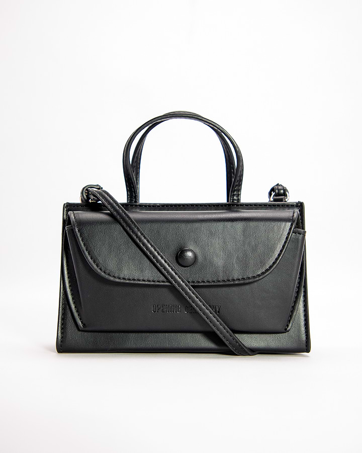 Opening Ceremony Faux Leather Razor Clam Bag Black