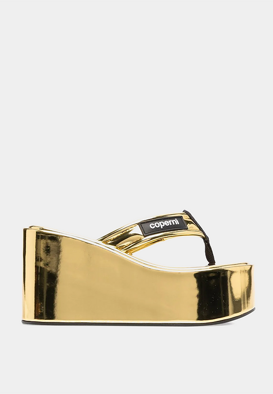 COPERNI Metallic Branded Wedge Sandal - Gold