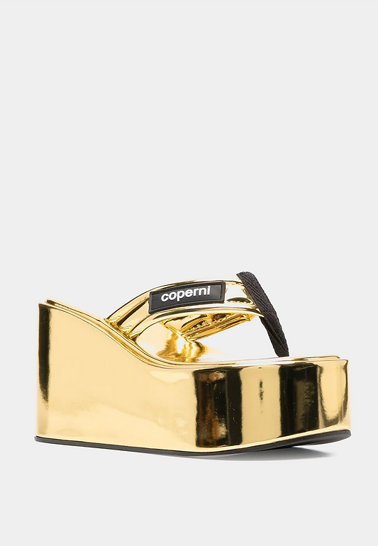 COPERNI Metallic Branded Wedge Sandal - Gold
