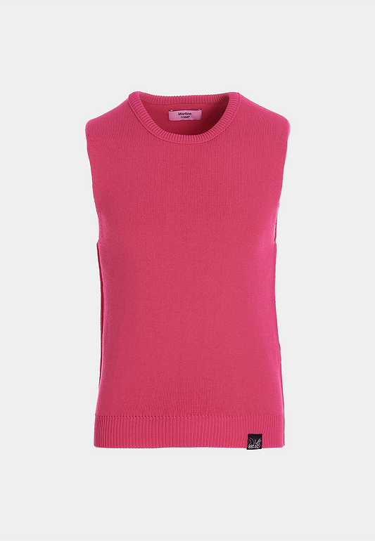 MARTINE ROSE Knitted Shrunken Knit Vest - Pink