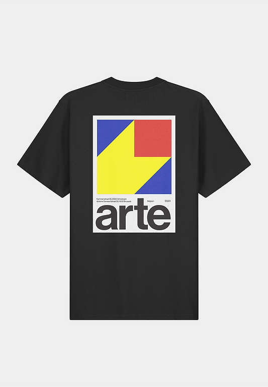 ARTE Taut Back Y Print T-Shirt - Black