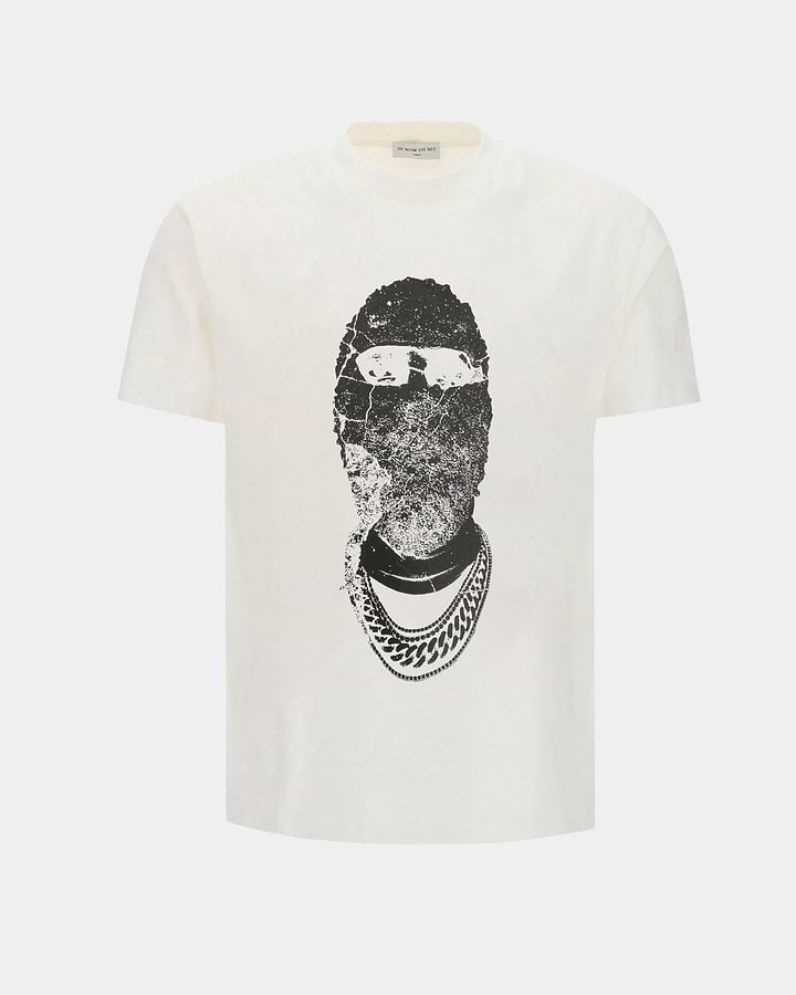 Ih Nom Uh Nit  T-Shirt New Relaxed Fit Withmask Negative Effect On Front - Logo Printed-Offwhite