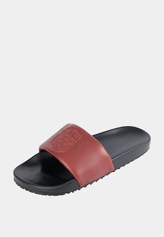 Ashluxe Emblem Leather Slides Red