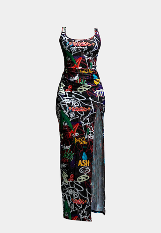 Ashluxe Wall Graffiti Dress Black