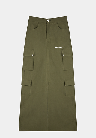 Ashluxe Cargo Maxi Skirt Olive