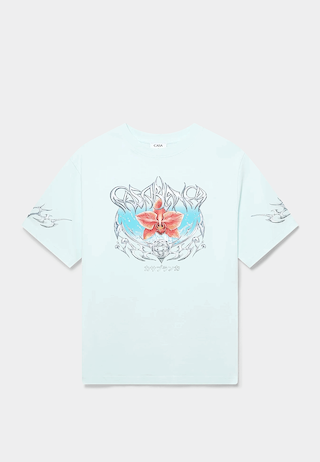 Casablanca Blades Printed Oversized T-Shirt Blue