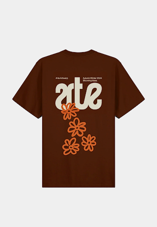Arte Flowers Back T-shirt Brown