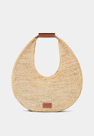 Staud  Large Raffia Moon Tote Bag Tan