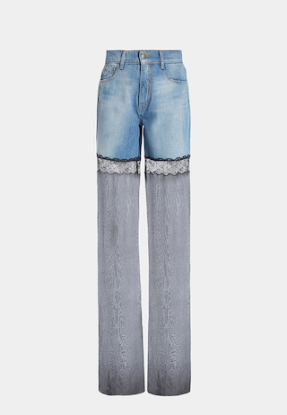 Nensi Dojaka Hybrid Jeans With Sheer Leg Blue Black