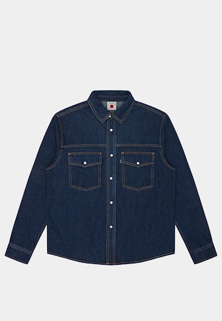 Billionaire Boys Club Running Dog Denim Shirt Mid Wash Blue