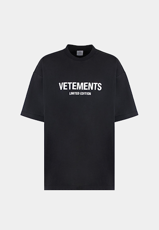 Vetements Limited Edition Logo T Shirt Washed Black Crystals