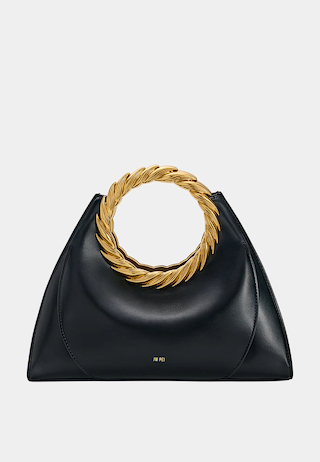 JW Pei Amiya Leaf Handle Sculpture Bag Black