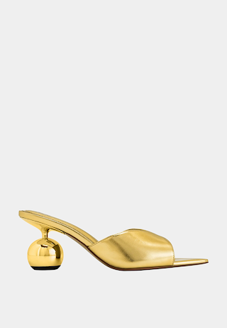 JW Pei Ellie Sphere Heel Mules Gold