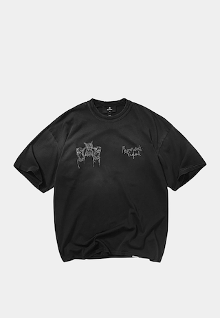 Represent Hand Drawn Thoroughbred Dogs  T-Shirt Aged Black