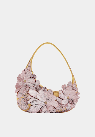 JW Pei Harlee Sequin Shoulder Bag Pink Beige