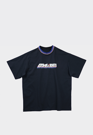 Knitted Neck Rib Logo T-Shirt Black