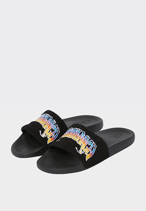Casablanca Men's Embroidered Terry Slider Black Multi