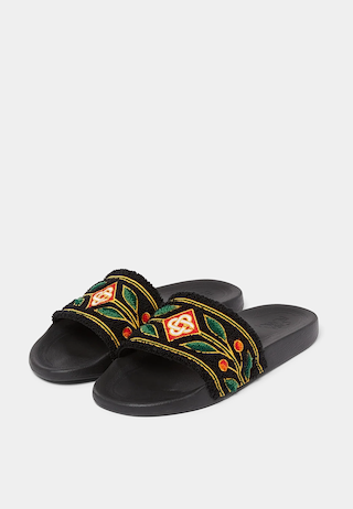 Casablanca Embroidered Terry Slider Black