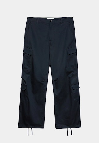 MSGM Gabardine Cotton Cargo Pants Blue