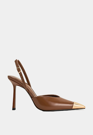 JW Pei Savannah Gold Tipped Slingback Pumps Brown