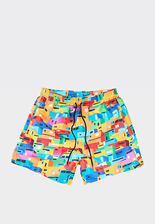 Urban Mosaic Print Swim Shorts Multi