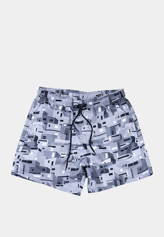 Urban Mosaic Print Swim Shorts