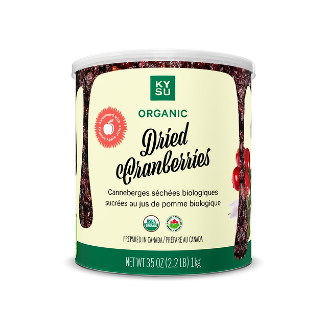 Organic Dried Cranberries Sweetened with Organic Apple Juice