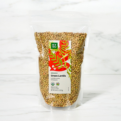 Organic Green Lentils, 35 oz (2.2 lb) 1kg