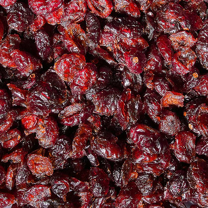 Organic dried cranberries sweetened with organic apple juice