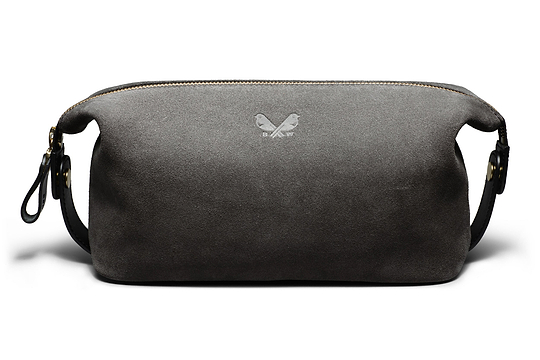 Suede Wash Bag / Dopp Kit - Storm Grey