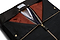 inside view of green trifold holding suits in the lining