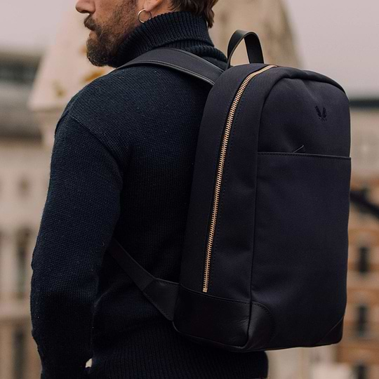 Navy leather backpack mens deals