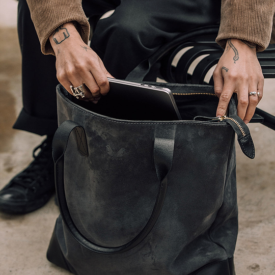 Black suede tote bag online