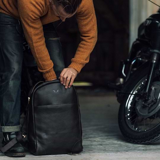 black label leather backpack Black Leather Backpack for Men