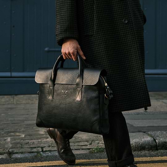 Black Leather Briefcase | Handmade Genuine Leather | Bennett ...