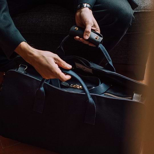 Suit Carrier Holdall | Navy Canvas Suit Carrier Duffel Bag