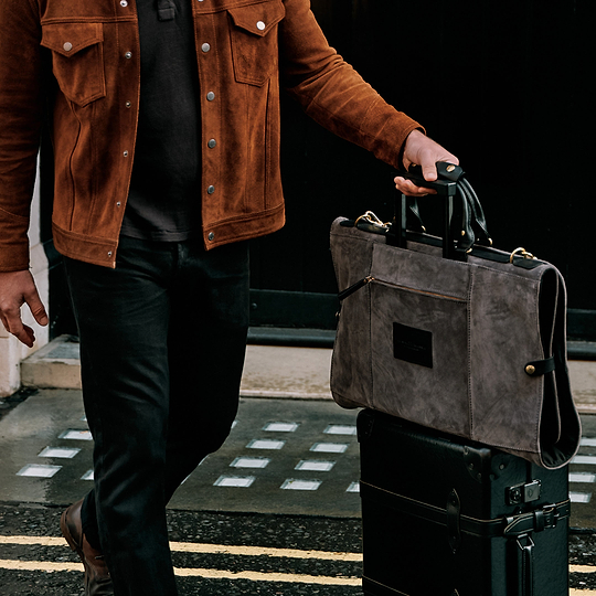 Grey Suede Suit Carrier for 3 Suits | Luxury Garment Bag – Bennett