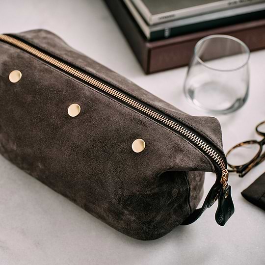 Grey Suede Men's Wash Bag