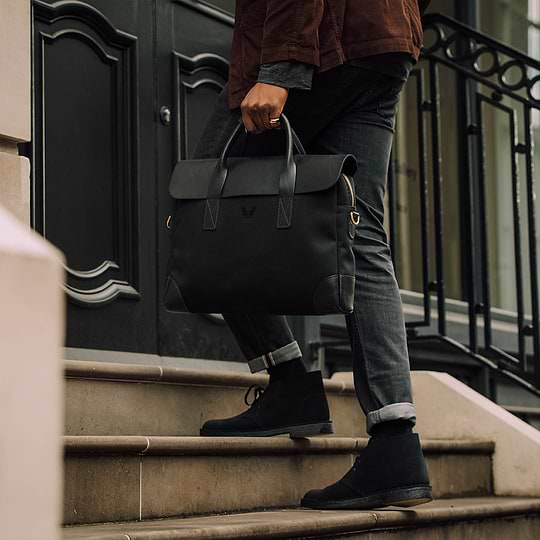 Black canvas briefcase best sale