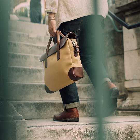 The Brief Tan Canvas Briefcase Bennett Winch - Main Image