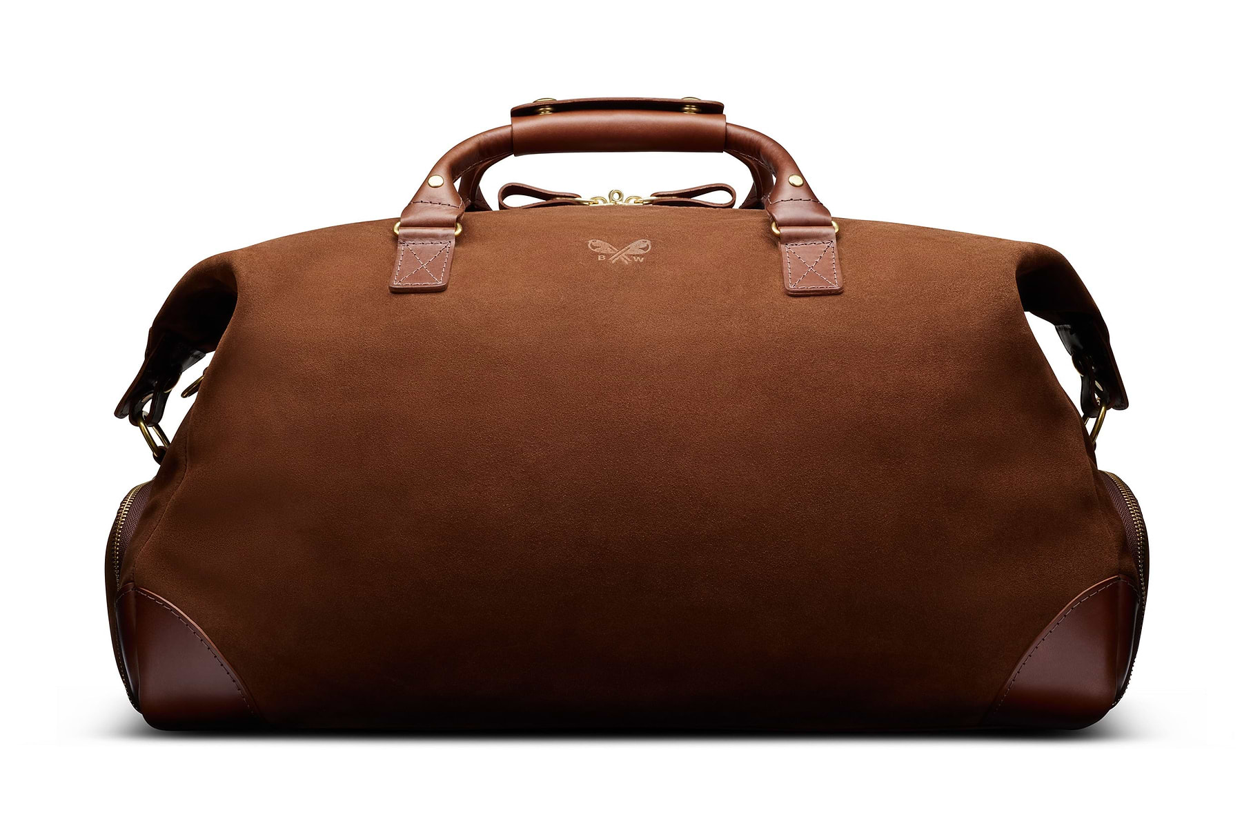 weekender bag in brown suede