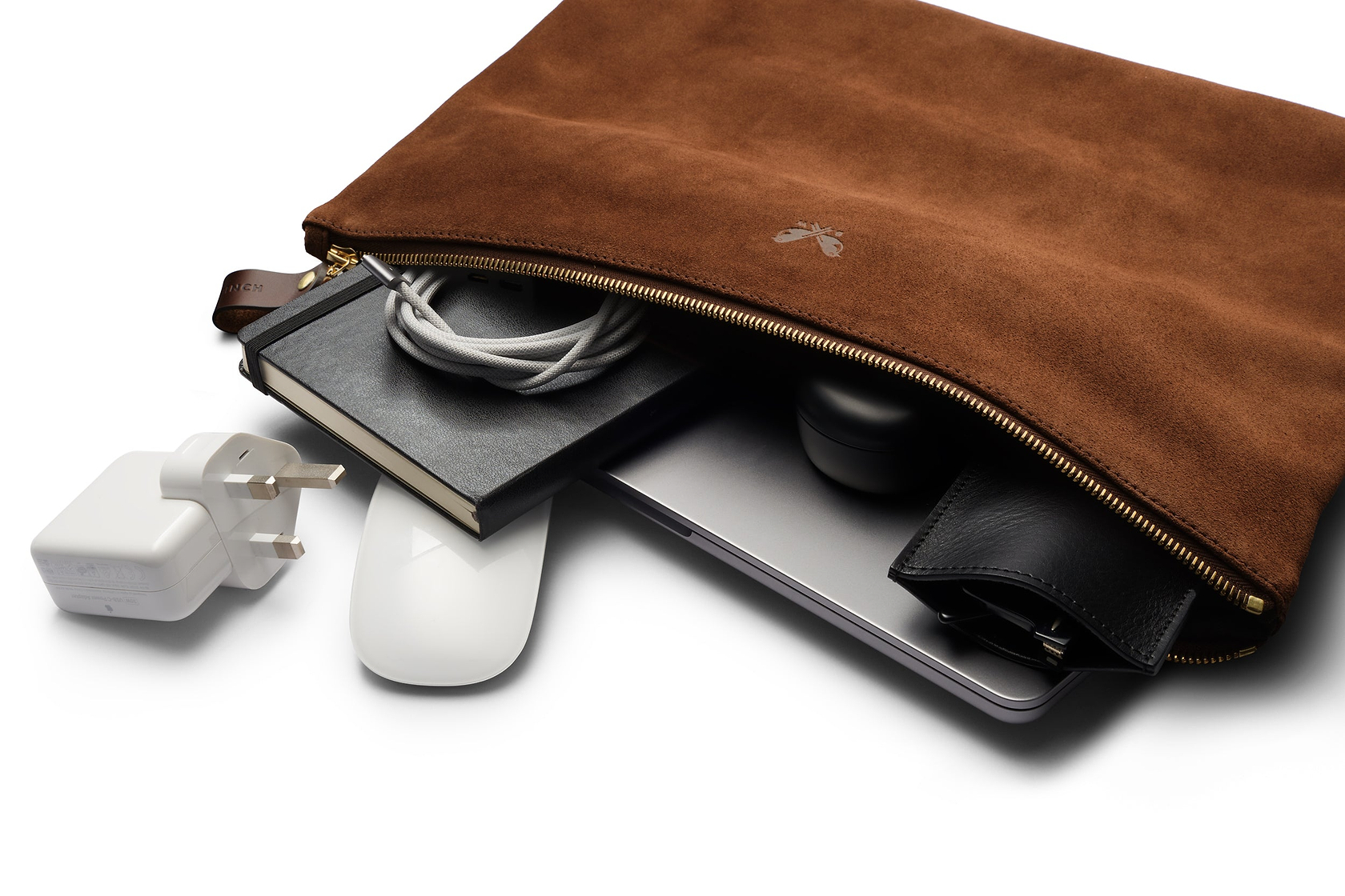 Suede Flight Folio - Tobacco Brown