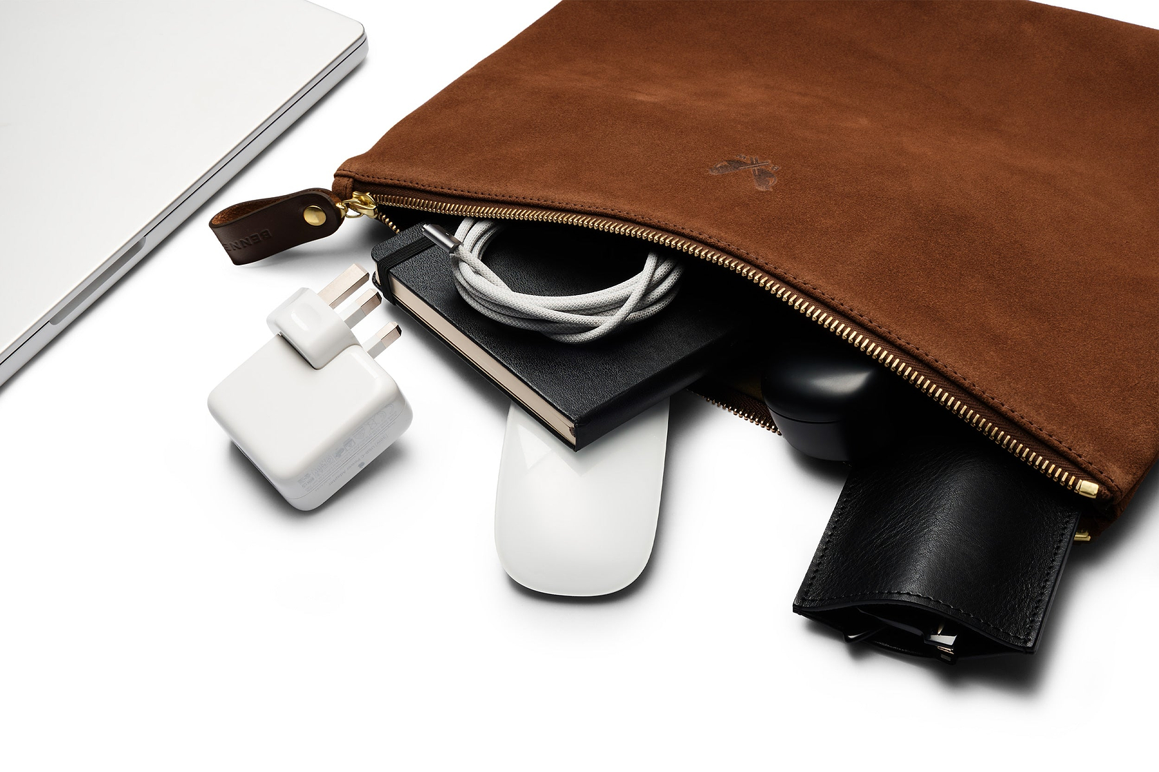 Suede Flight Pouch - Tobacco Brown