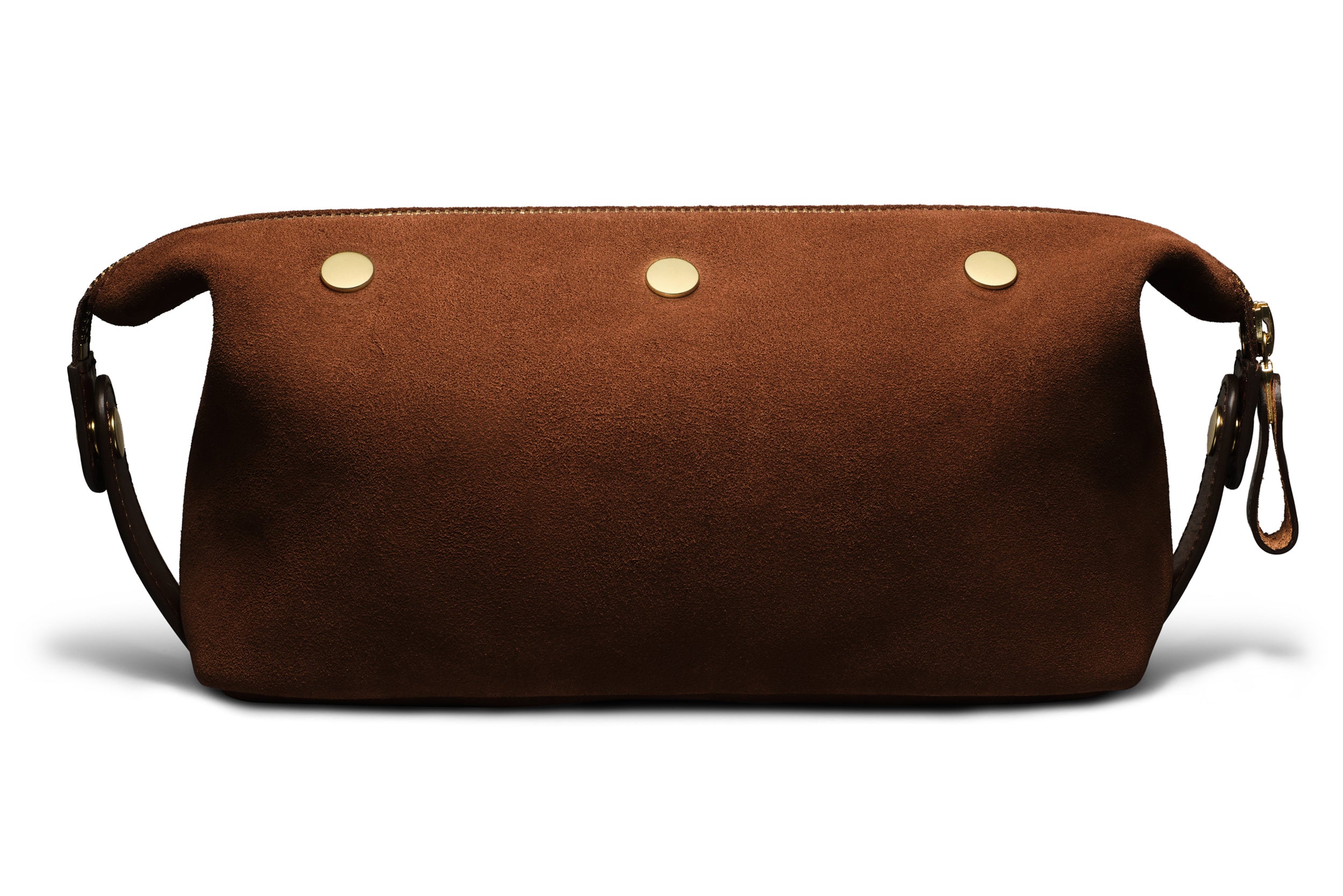 Suede Wash Bag / Dopp Kit - Tobacco Brown