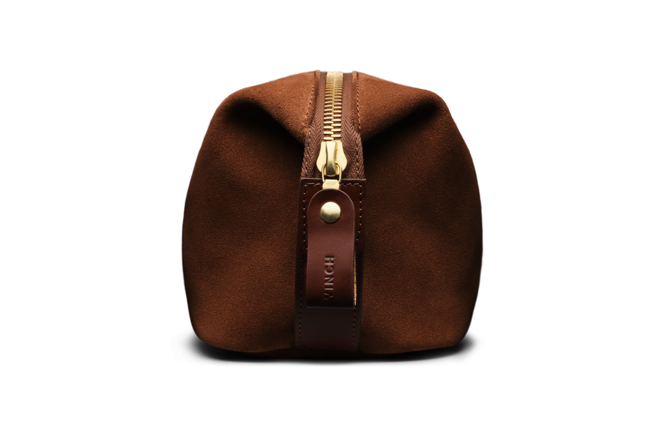 Suede Wash Bag / Dopp Kit - Tobacco Brown