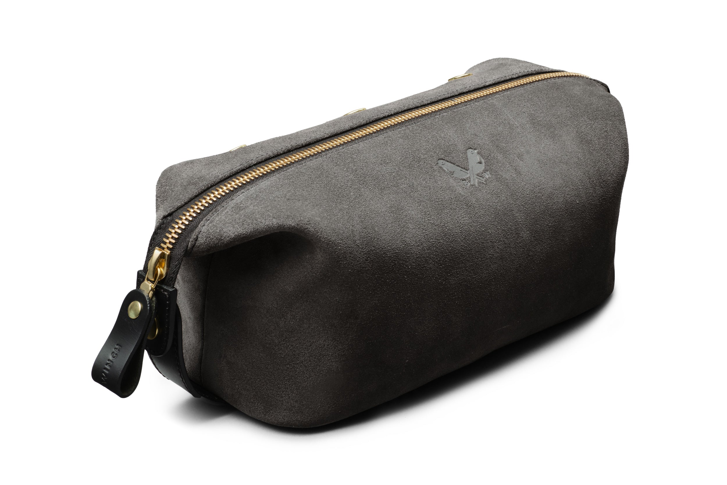 Suede Wash Bag / Dopp Kit - Storm Grey