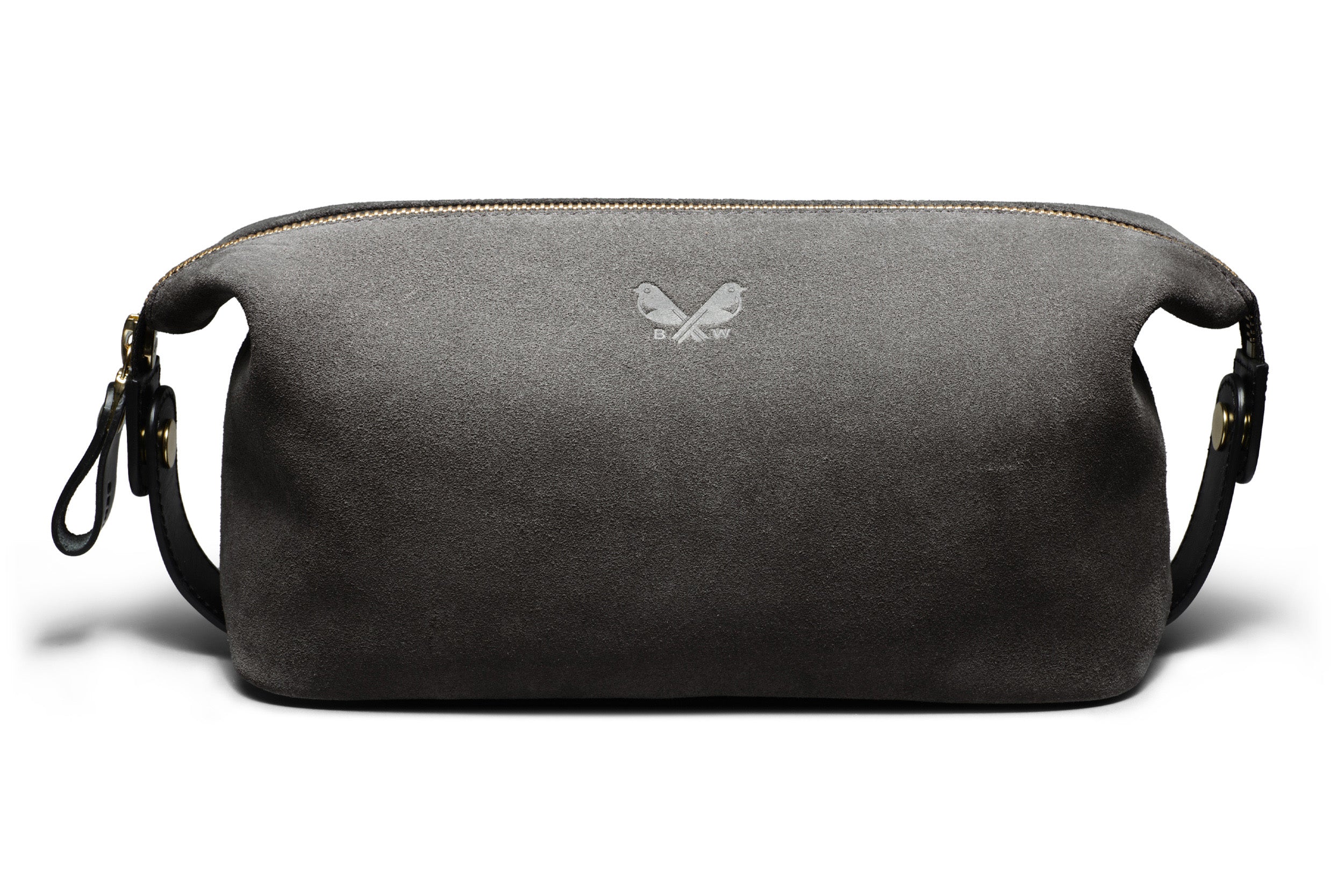 Suede Wash Bag / Dopp Kit - Storm Grey