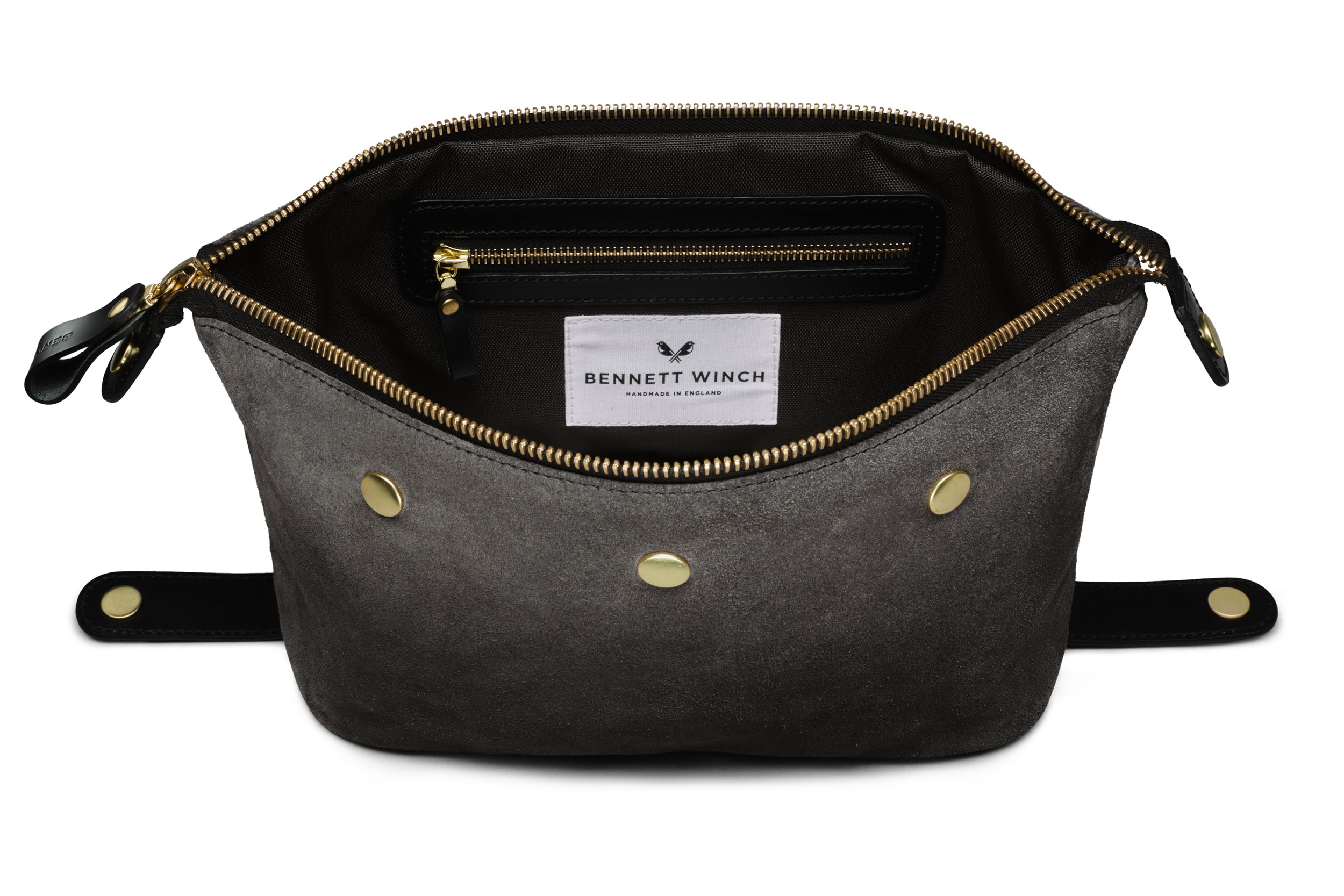 Suede Wash Bag / Dopp Kit - Storm Grey
