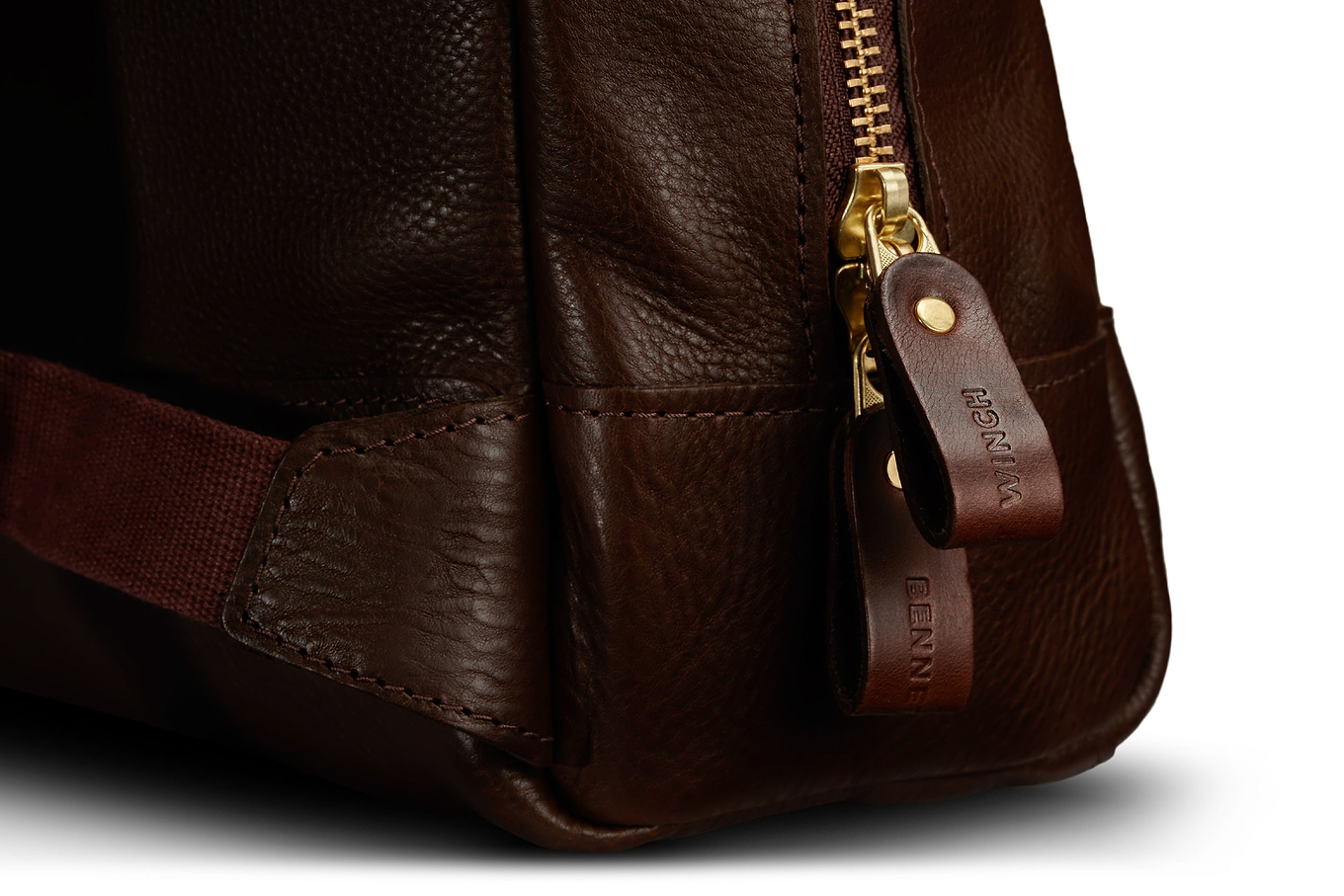 zip fastener for luxury brown leather backpack
